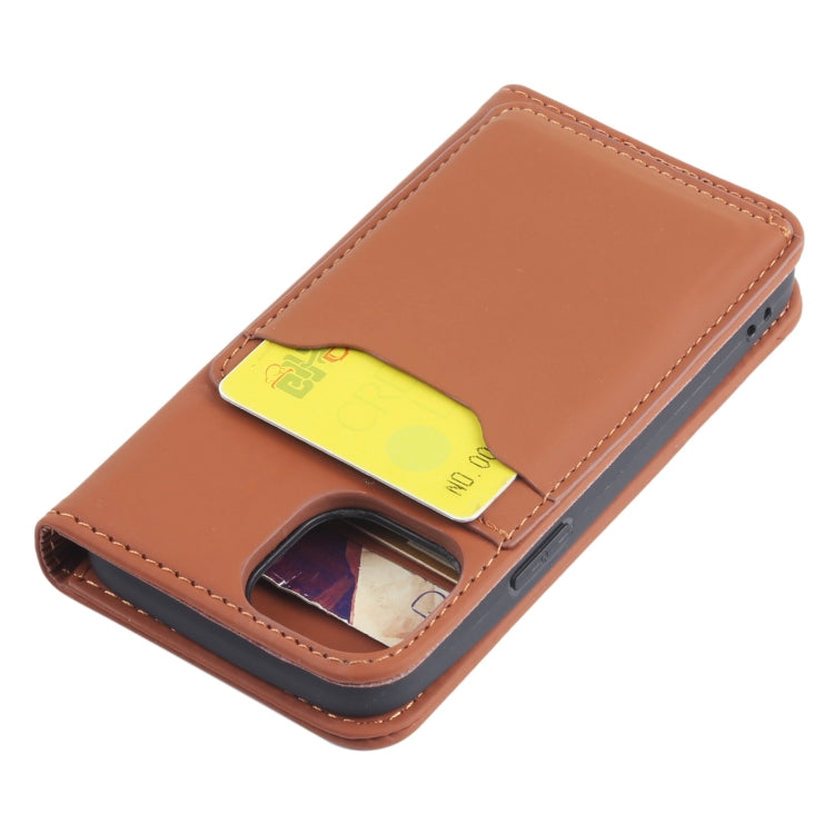 For iPhone 13 Strong Magnetism Shockproof Horizontal Flip Liquid Feel Leather Case with Holder & Card Slots & Wallet mini