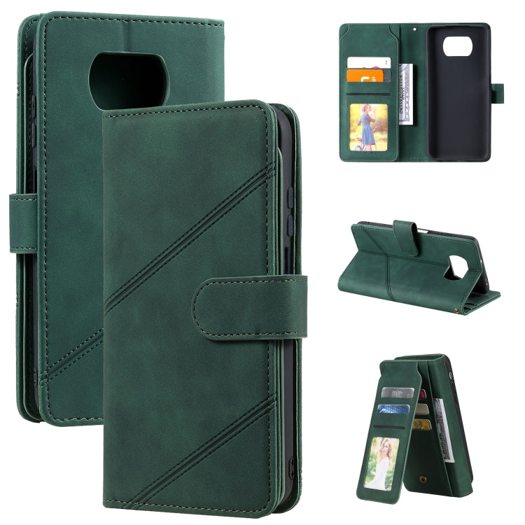 For Xiaomi Poco X3 NFC Skin Feel Business Horizontal Flip PU Leather Case with Holder & Multi-Card Slots & Wallet & Lanyard & Photo Frame