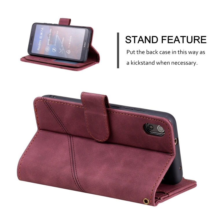 For Xiaomi Redmi 7A Skin Feel Business Horizontal Flip PU Leather Case with Holder & Multi-Card Slots & Wallet & Lanyard & Photo Frame