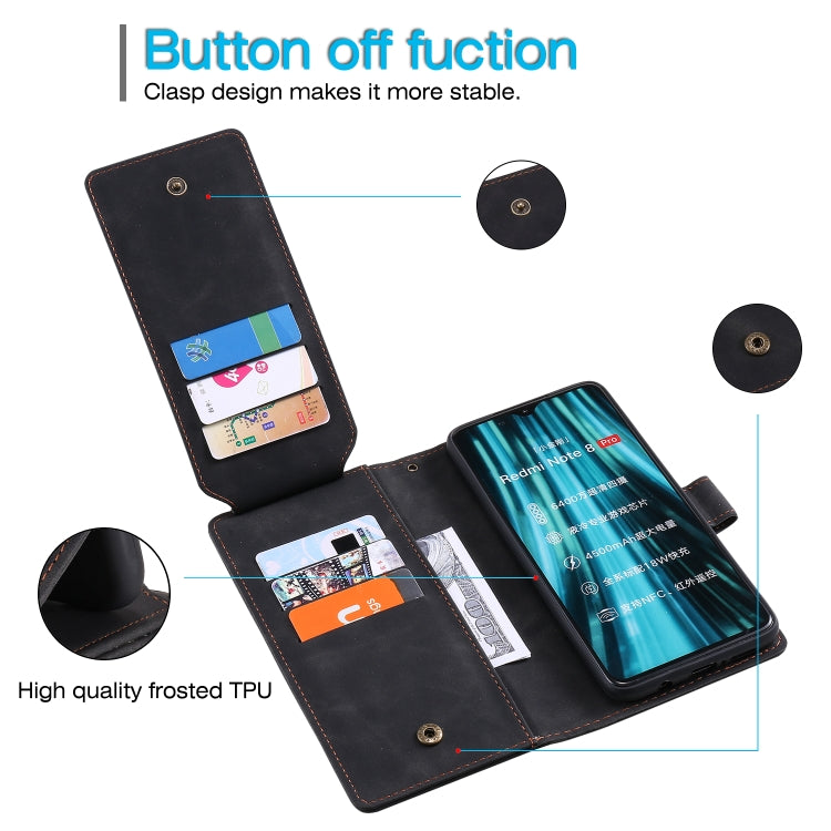 For Xiaomi Redmi Note 8 Pro Skin Feel Business Horizontal Flip PU Leather Case with Holder & Multi-Card Slots & Wallet & Lanyard & Photo Frame