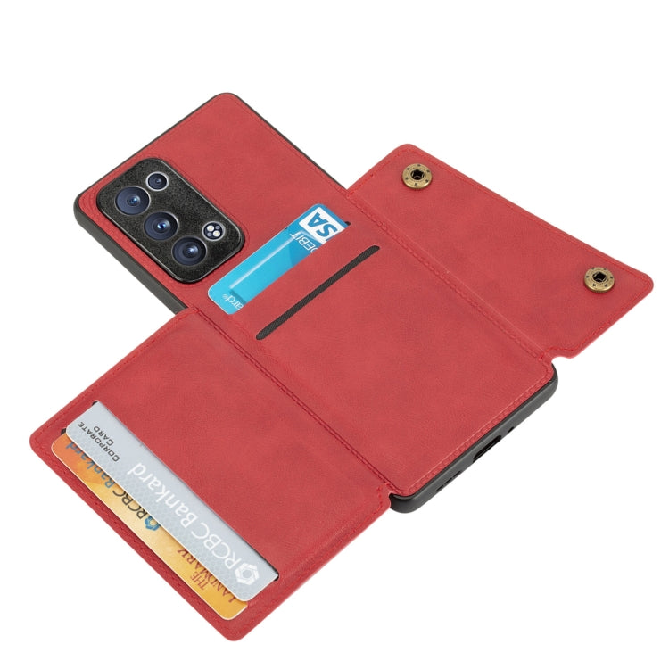 For OPPO Reno6 Pro+ 5G Double Buckle PU + TPU Shockproof Magnetic Protective Case with Card Slot & Holder