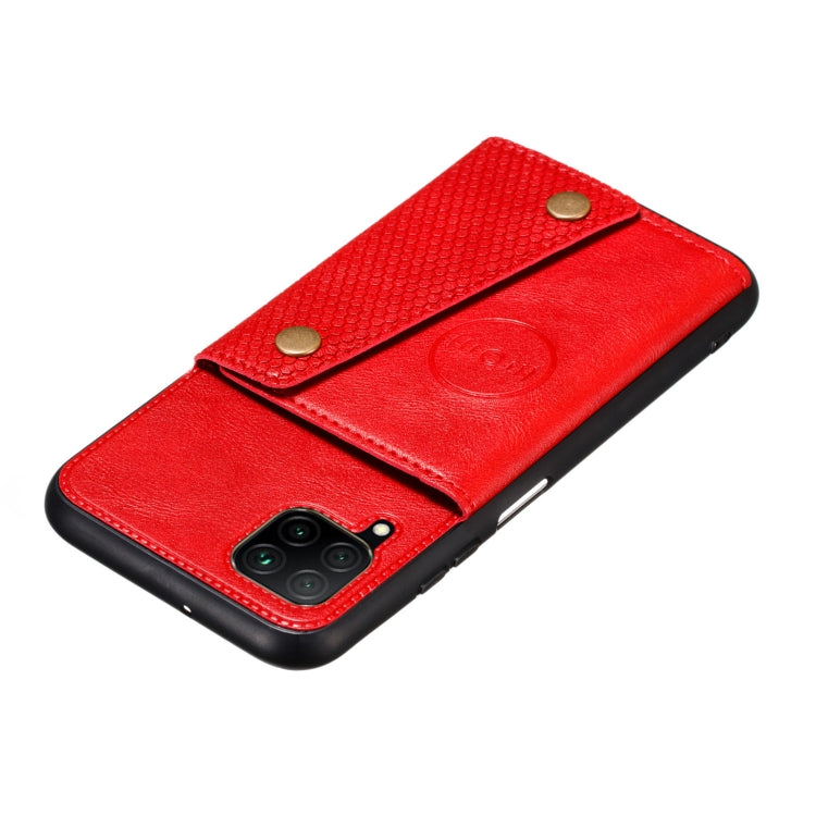 For Samsung Galaxy A22 4G Double Buckle PU + TPU Shockproof Magnetic Protective Case with Card Slot & Holder