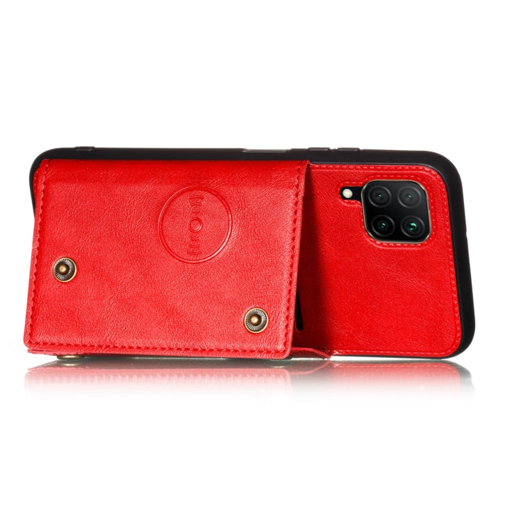 For Samsung Galaxy A22 4G Double Buckle PU + TPU Shockproof Magnetic Protective Case with Card Slot & Holder