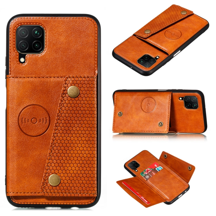 For Samsung Galaxy A22 4G Double Buckle PU + TPU Shockproof Magnetic Protective Case with Card Slot & Holder