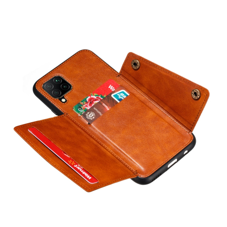 For Samsung Galaxy A22 4G Double Buckle PU + TPU Shockproof Magnetic Protective Case with Card Slot & Holder