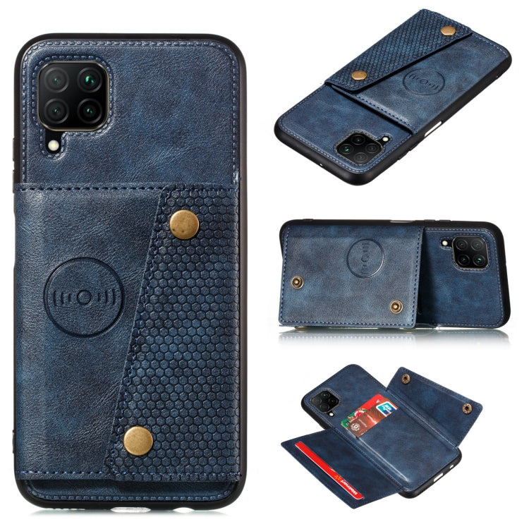 For Samsung Galaxy A22 4G Double Buckle PU + TPU Shockproof Magnetic Protective Case with Card Slot & Holder