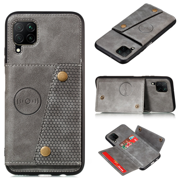 For Samsung Galaxy A22 4G Double Buckle PU + TPU Shockproof Magnetic Protective Case with Card Slot & Holder