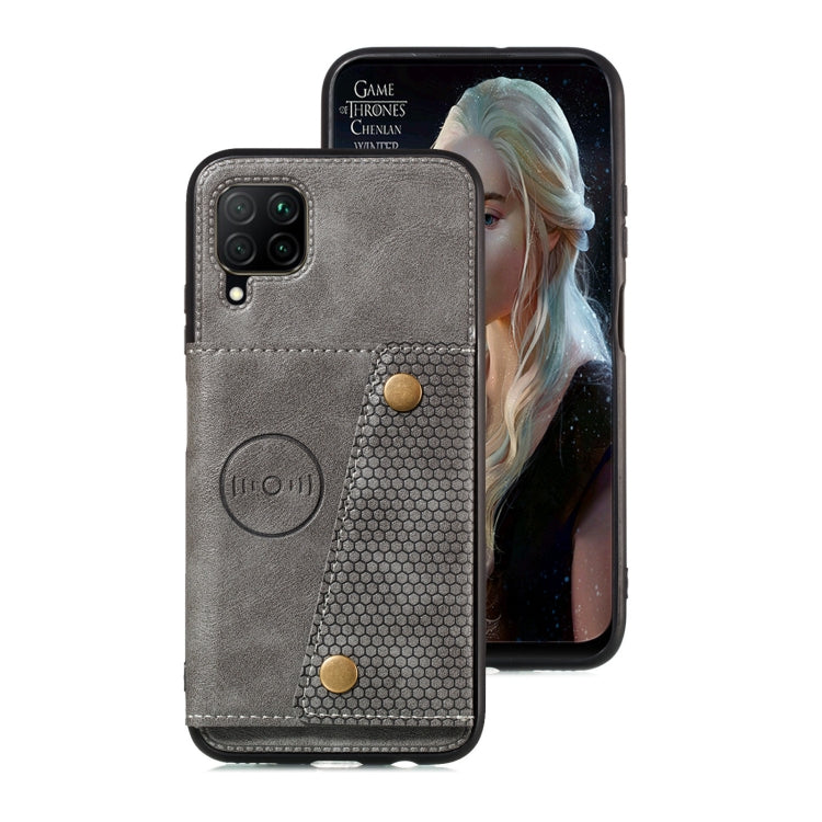 For Samsung Galaxy A22 4G Double Buckle PU + TPU Shockproof Magnetic Protective Case with Card Slot & Holder
