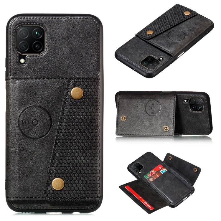For Samsung Galaxy A22 4G Double Buckle PU + TPU Shockproof Magnetic Protective Case with Card Slot & Holder