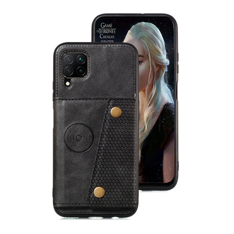 For Samsung Galaxy A22 4G Double Buckle PU + TPU Shockproof Magnetic Protective Case with Card Slot & Holder