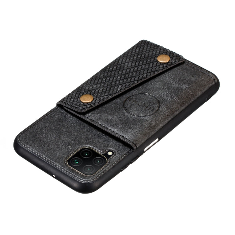 For Samsung Galaxy A22 4G Double Buckle PU + TPU Shockproof Magnetic Protective Case with Card Slot & Holder