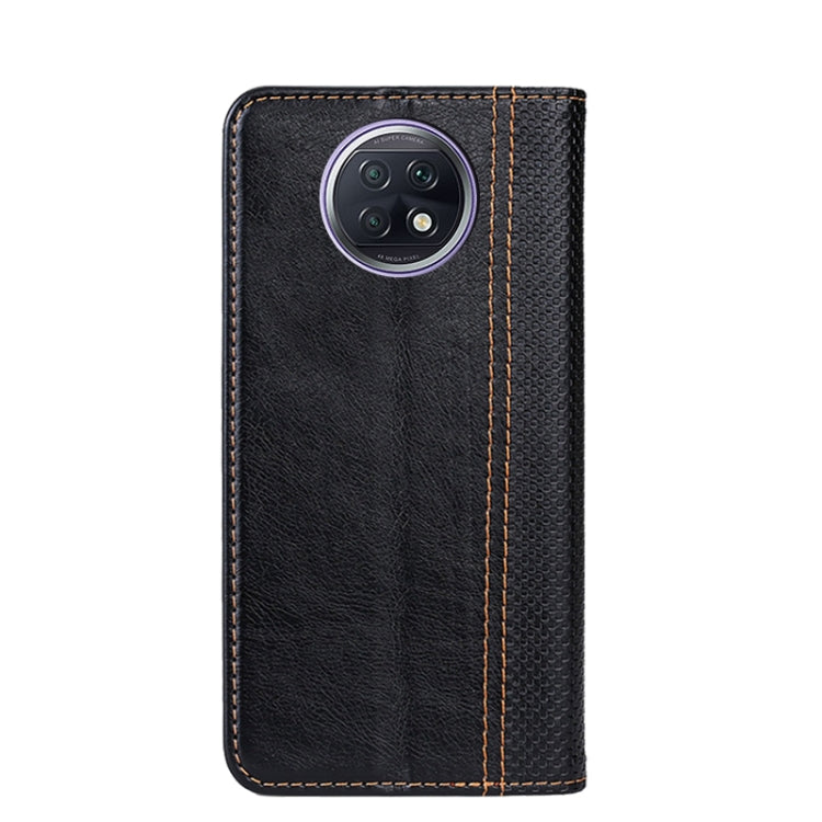 For Xiaomi Redmi Note 9 5G Grid Texture Magnetic PU + TPU Horizontal Flip Leather Case with Holder & Card Slot