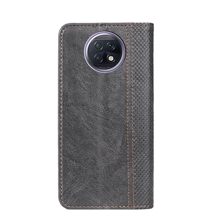 For Xiaomi Redmi Note 9 5G Grid Texture Magnetic PU + TPU Horizontal Flip Leather Case with Holder & Card Slot