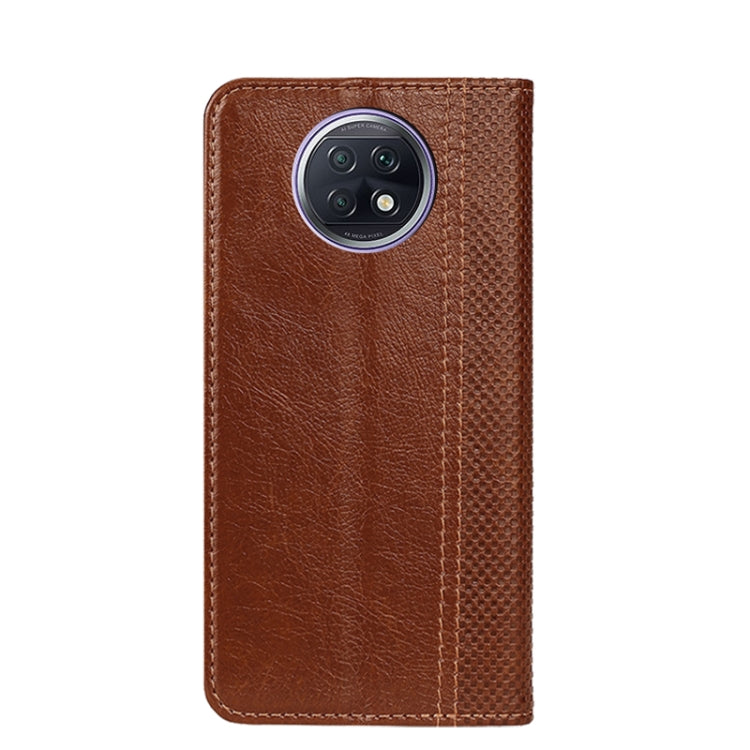 For Xiaomi Redmi Note 9 5G Grid Texture Magnetic PU + TPU Horizontal Flip Leather Case with Holder & Card Slot