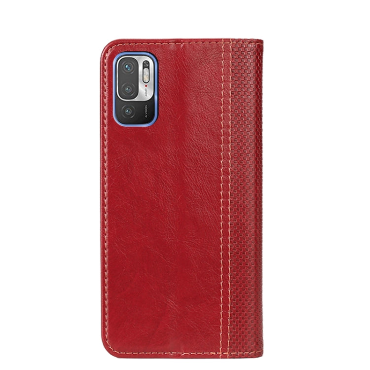 For Xiaomi Redmi Note 10 5G Grid Texture Magnetic PU + TPU Horizontal Flip Leather Case with Holder & Card Slot