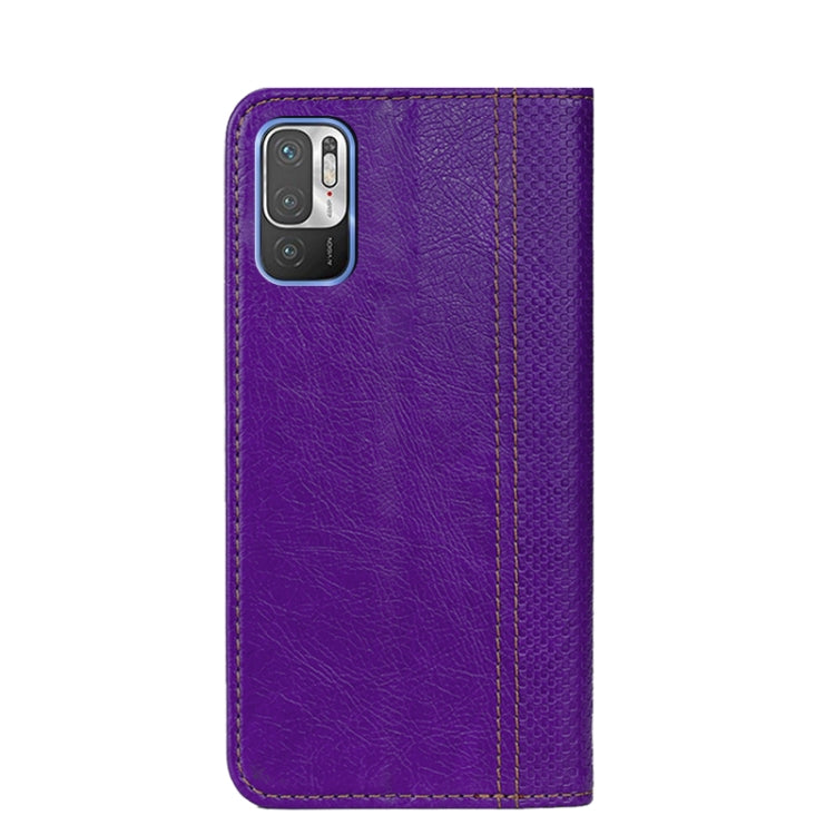 For Xiaomi Redmi Note 10 5G Grid Texture Magnetic PU + TPU Horizontal Flip Leather Case with Holder & Card Slot