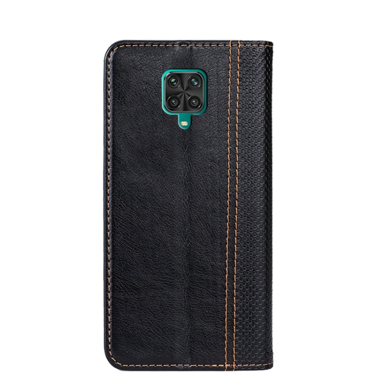 For Xiaomi Redmi Note 9 Pro Max Grid Texture Magnetic PU + TPU Horizontal Flip Leather Case with Holder & Card Slot