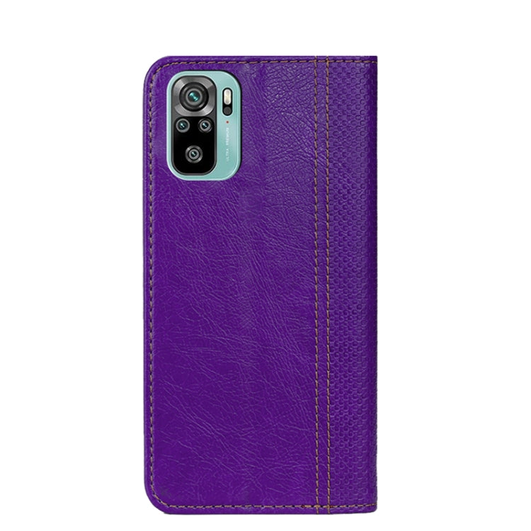 For Xiaomi Redmi Note 10 Grid Texture Magnetic PU + TPU Horizontal Flip Leather Case with Holder & Card Slot
