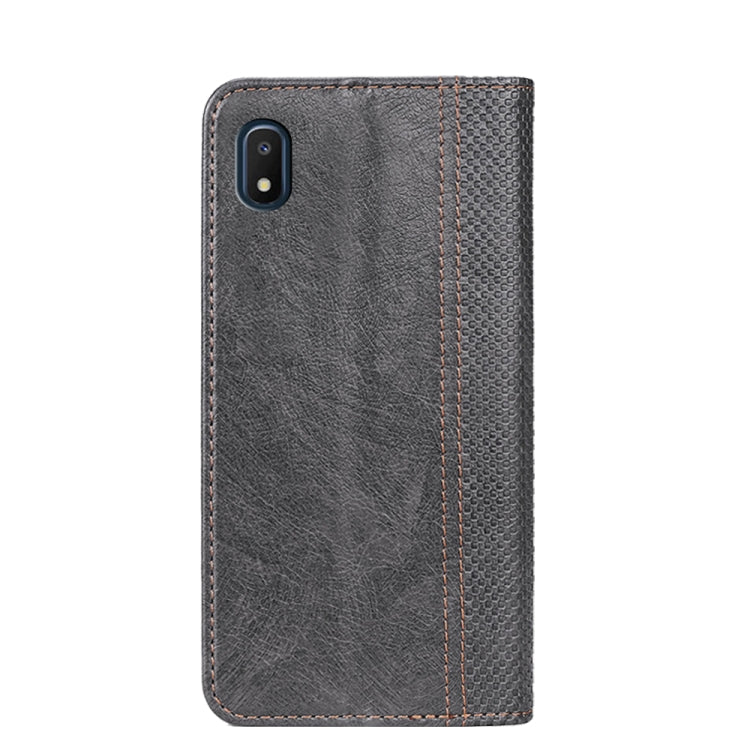 For Samsung Galaxy A10e Grid Texture Magnetic PU + TPU Horizontal Flip Leather Case with Holder & Card Slot