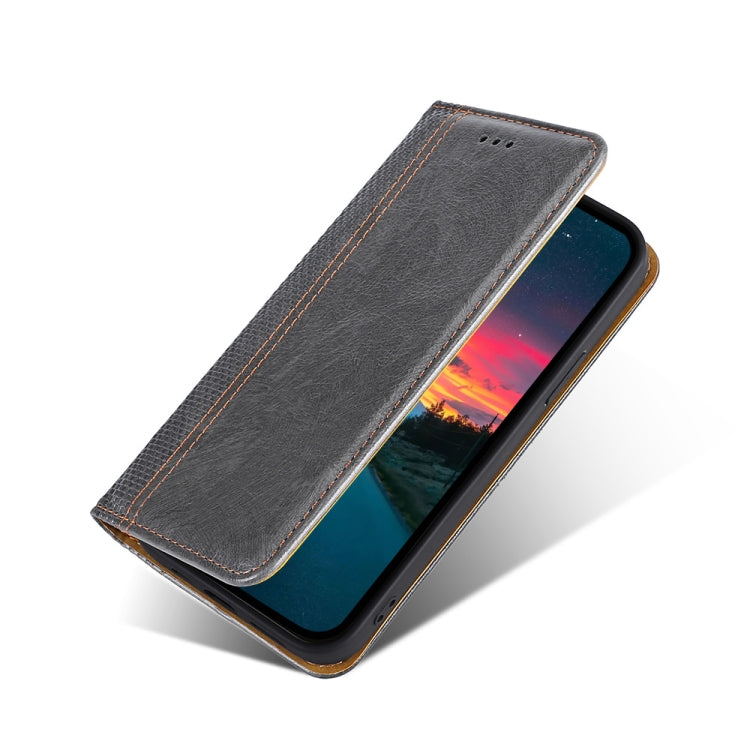 For Samsung Galaxy A41 Grid Texture Magnetic PU + TPU Horizontal Flip Leather Case with Holder & Card Slot