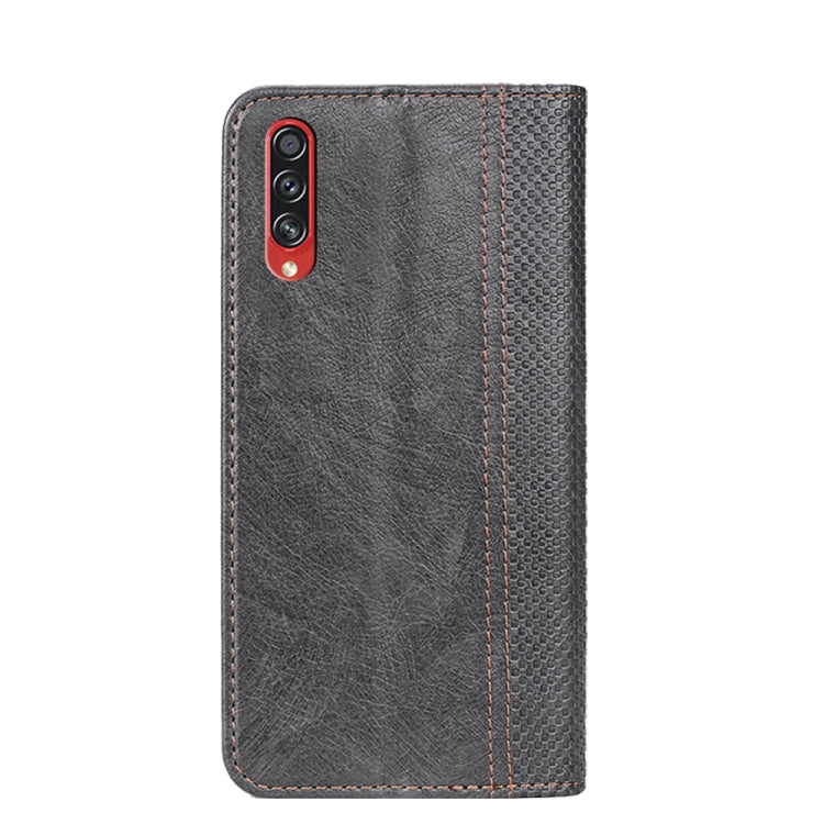 For Samsung Galaxy A70s Grid Texture Magnetic PU + TPU Horizontal Flip Leather Case with Holder & Card Slot
