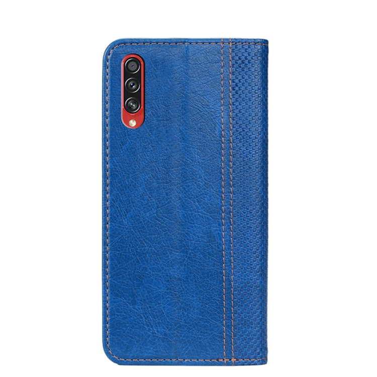 For Samsung Galaxy A70s Grid Texture Magnetic PU + TPU Horizontal Flip Leather Case with Holder & Card Slot