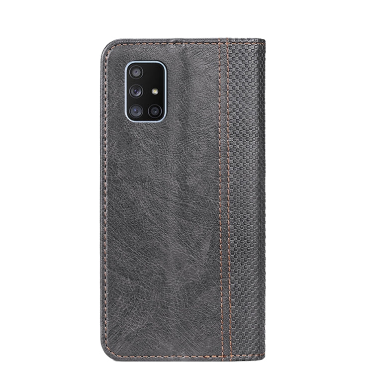 For Samsung Galaxy A71 5G Grid Texture Magnetic PU + TPU Horizontal Flip Leather Case with Holder & Card Slot