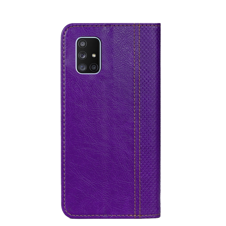 For Samsung Galaxy A71 5G Grid Texture Magnetic PU + TPU Horizontal Flip Leather Case with Holder & Card Slot