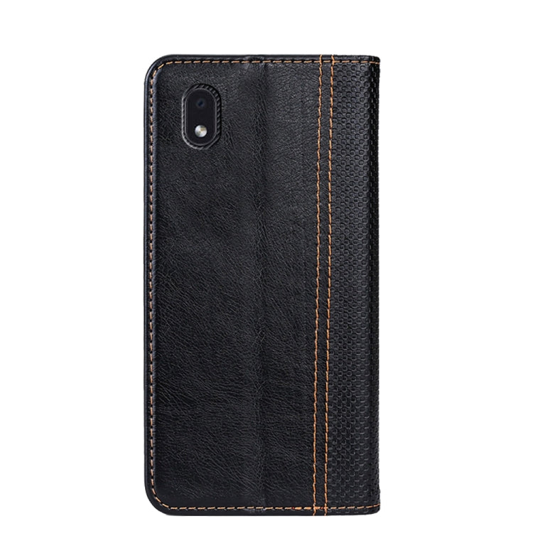 For Samsung Galaxy M01 Core Grid Texture Magnetic PU + TPU Horizontal Flip Leather Case with Holder & Card Slot