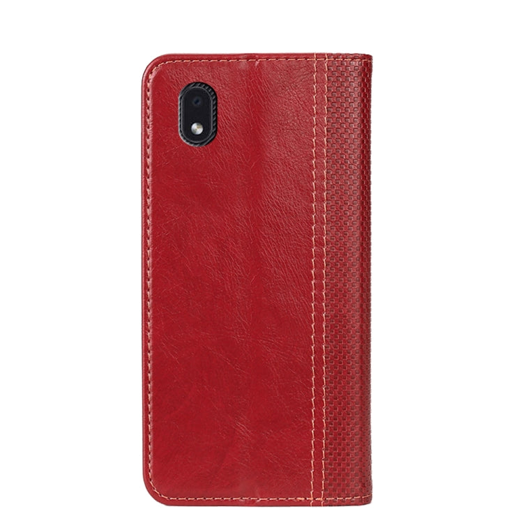 For Samsung Galaxy M01 Core Grid Texture Magnetic PU + TPU Horizontal Flip Leather Case with Holder & Card Slot