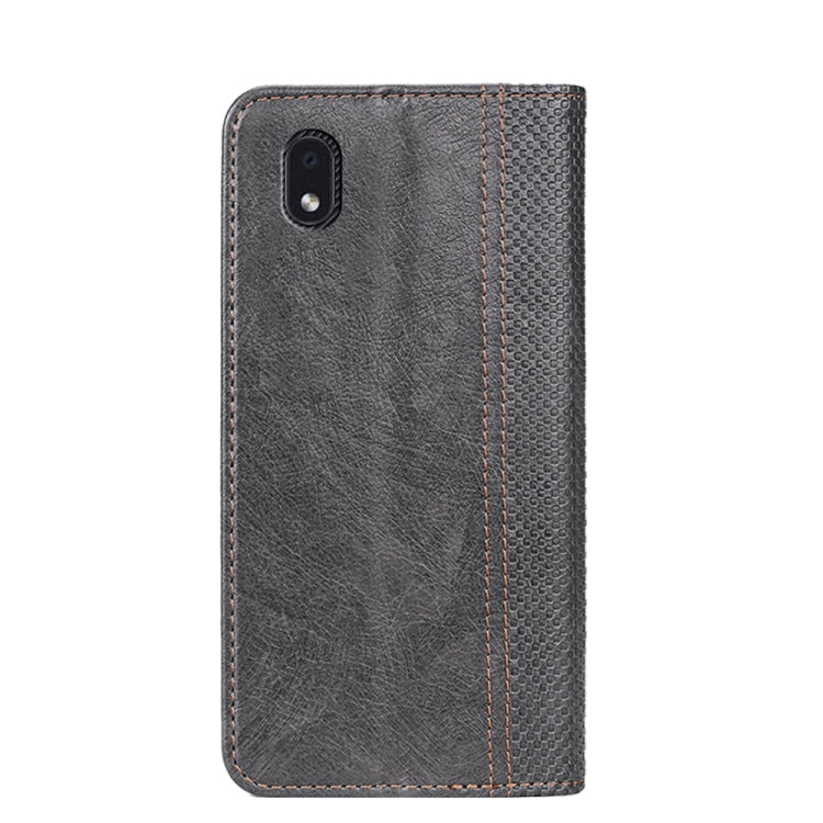 For Samsung Galaxy M01 Core Grid Texture Magnetic PU + TPU Horizontal Flip Leather Case with Holder & Card Slot