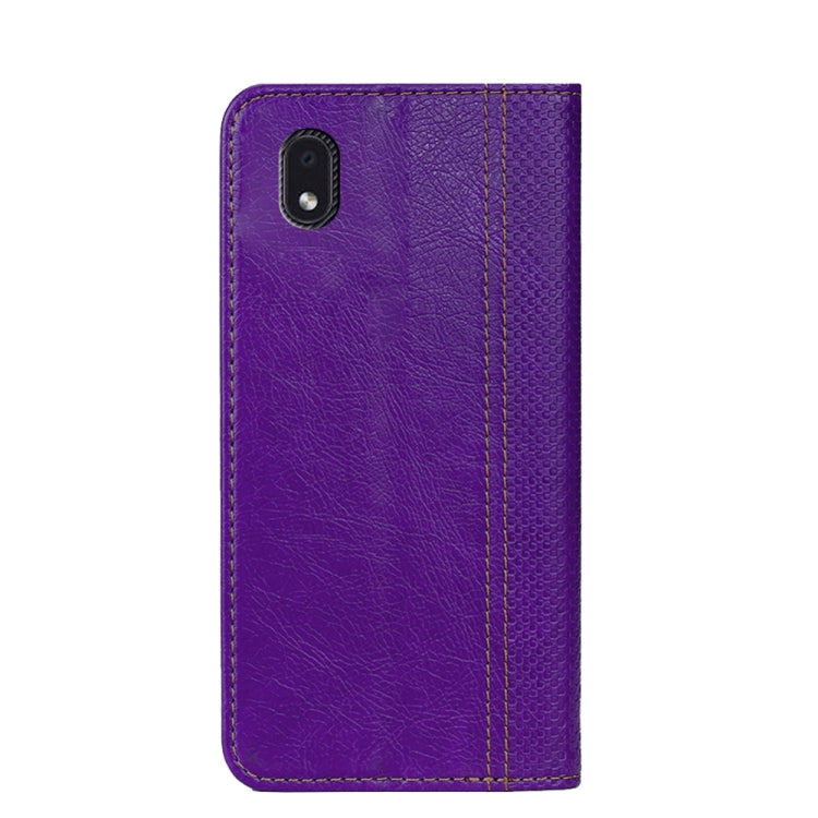 For Samsung Galaxy M01 Core Grid Texture Magnetic PU + TPU Horizontal Flip Leather Case with Holder & Card Slot