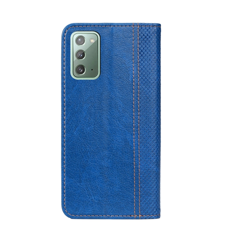 For Samsung Galaxy Note20 Grid Texture Magnetic PU + TPU Horizontal Flip Leather Case with Holder & Card Slot