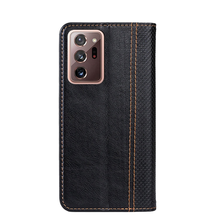 For Samsung Galaxy Note20 Ultra Grid Texture Magnetic PU + TPU Horizontal Flip Leather Case with Holder & Card Slot