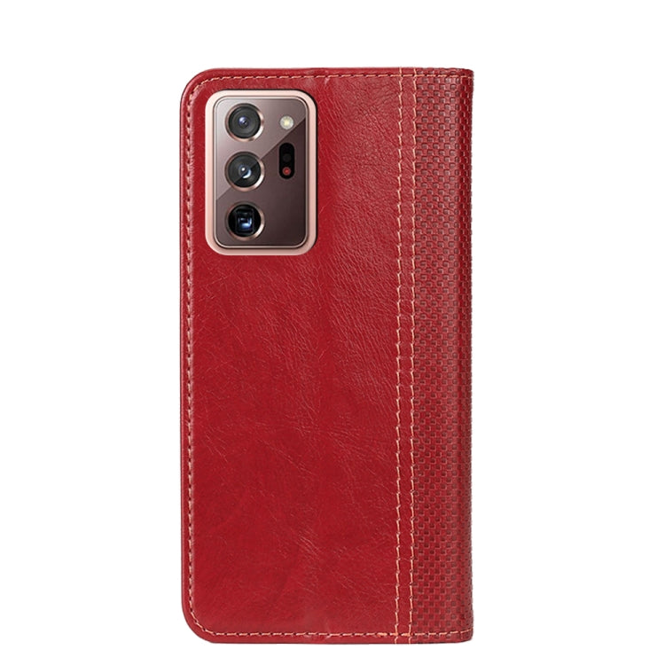 For Samsung Galaxy Note20 Ultra Grid Texture Magnetic PU + TPU Horizontal Flip Leather Case with Holder & Card Slot