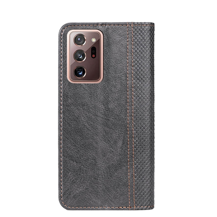 For Samsung Galaxy Note20 Ultra Grid Texture Magnetic PU + TPU Horizontal Flip Leather Case with Holder & Card Slot