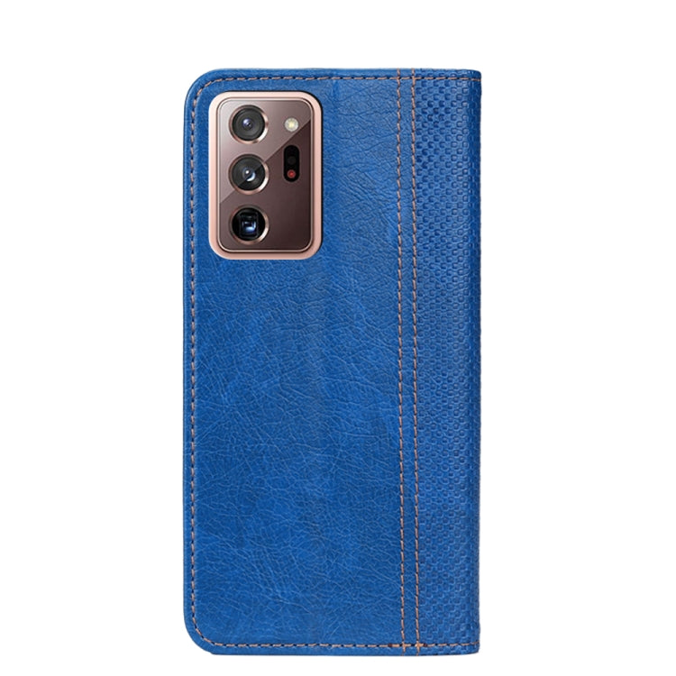For Samsung Galaxy Note20 Ultra Grid Texture Magnetic PU + TPU Horizontal Flip Leather Case with Holder & Card Slot