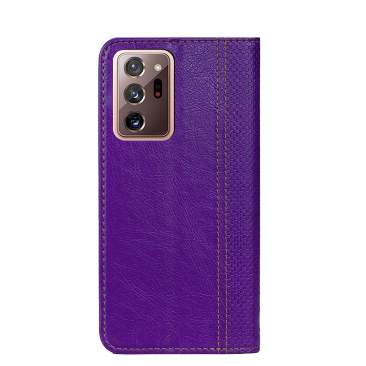 For Samsung Galaxy Note20 Ultra Grid Texture Magnetic PU + TPU Horizontal Flip Leather Case with Holder & Card Slot