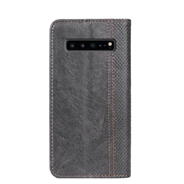 For Samsung Galaxy S10 5G Grid Texture Magnetic PU + TPU Horizontal Flip Leather Case with Holder & Card Slot