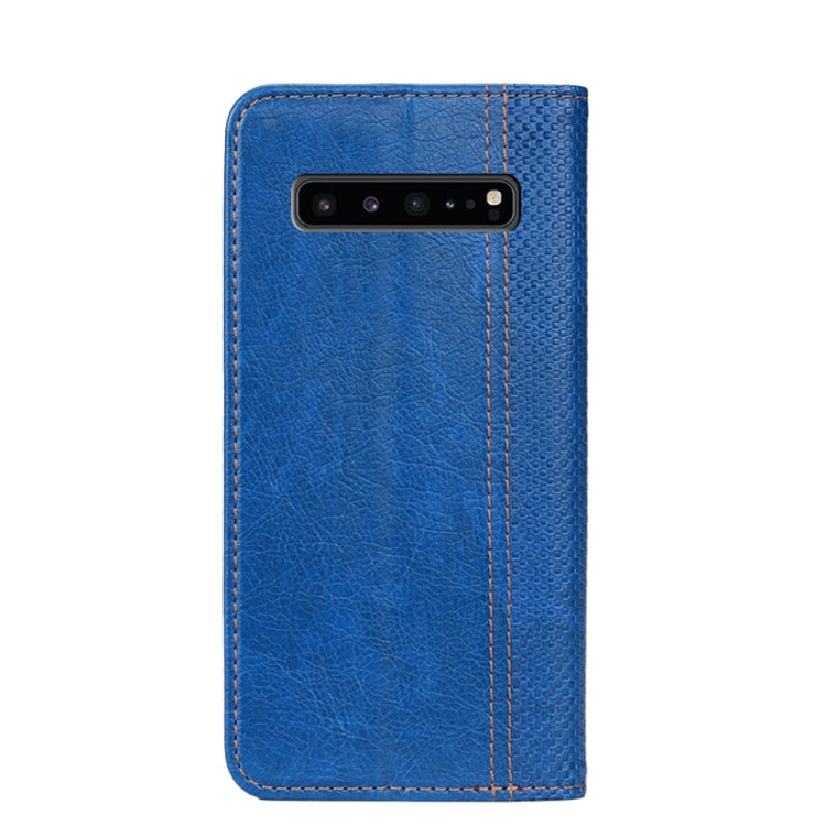 For Samsung Galaxy S10 5G Grid Texture Magnetic PU + TPU Horizontal Flip Leather Case with Holder & Card Slot