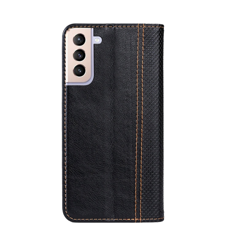 For Samsung Galaxy S21+ 5G Grid Texture Magnetic PU + TPU Horizontal Flip Leather Case with Holder & Card Slot