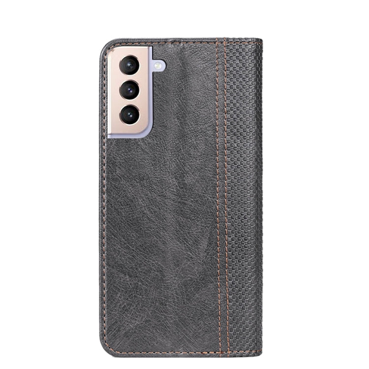 For Samsung Galaxy S21+ 5G Grid Texture Magnetic PU + TPU Horizontal Flip Leather Case with Holder & Card Slot