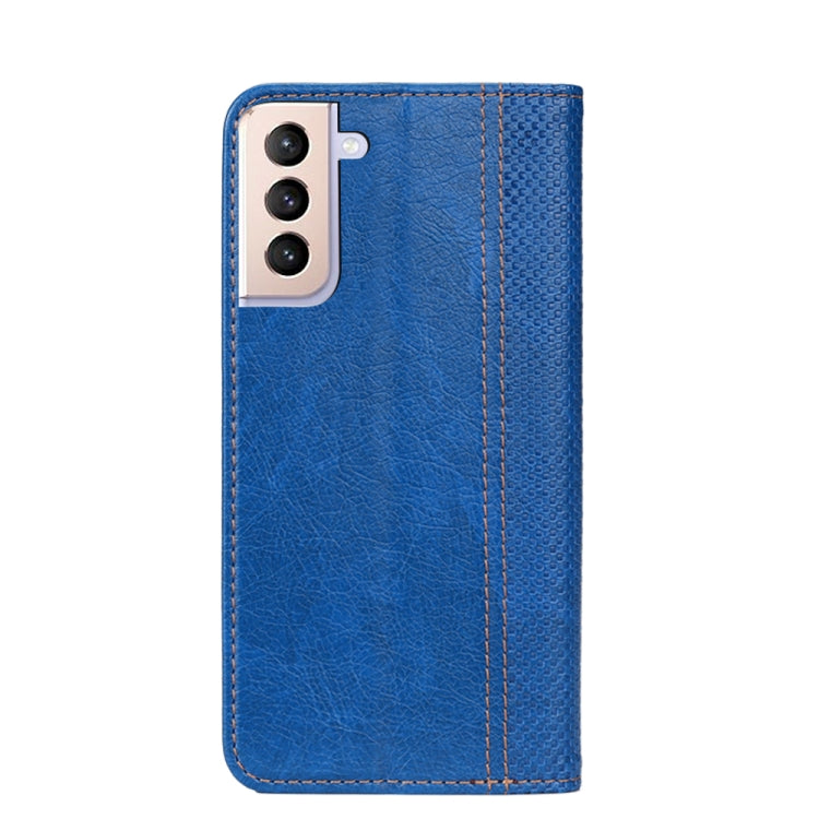 For Samsung Galaxy S21+ 5G Grid Texture Magnetic PU + TPU Horizontal Flip Leather Case with Holder & Card Slot