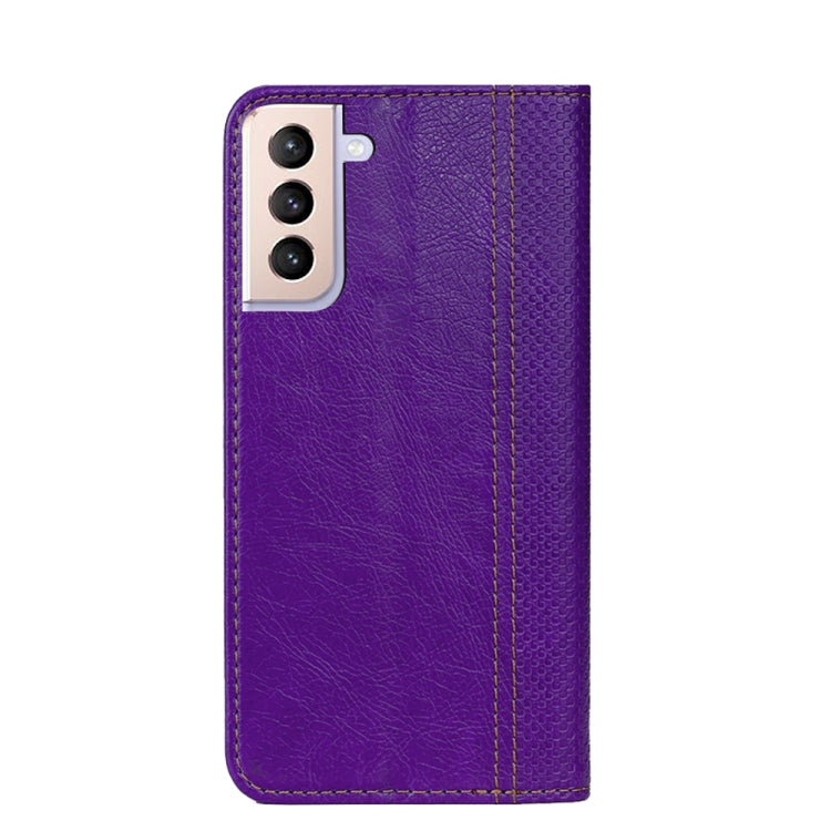 For Samsung Galaxy S21+ 5G Grid Texture Magnetic PU + TPU Horizontal Flip Leather Case with Holder & Card Slot