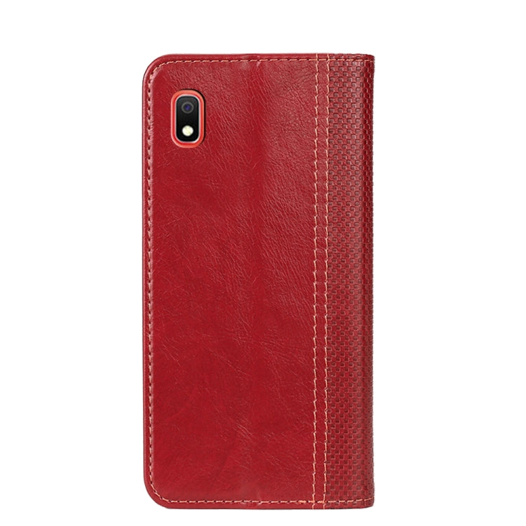 For Samsung Galaxy A10 Grid Texture Magnetic PU + TPU Horizontal Flip Leather Case with Holder & Card Slot