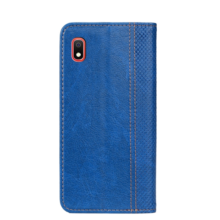 For Samsung Galaxy A10 Grid Texture Magnetic PU + TPU Horizontal Flip Leather Case with Holder & Card Slot