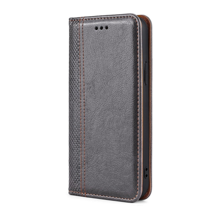 For Samsung Galaxy A21s Grid Texture Magnetic PU + TPU Horizontal Flip Leather Case with Holder & Card Slot
