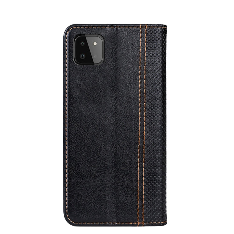 For Samsung Galaxy A22 5G Grid Texture Magnetic PU + TPU Horizontal Flip Leather Case with Holder & Card Slot