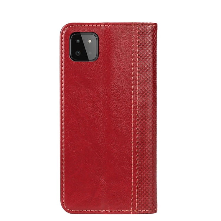 For Samsung Galaxy A22 5G Grid Texture Magnetic PU + TPU Horizontal Flip Leather Case with Holder & Card Slot