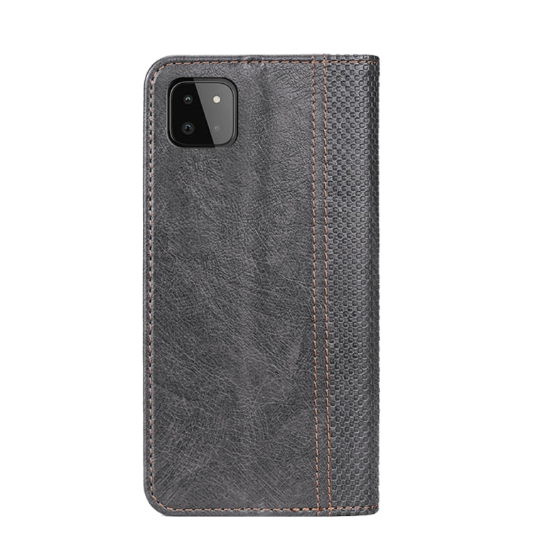For Samsung Galaxy A22 5G Grid Texture Magnetic PU + TPU Horizontal Flip Leather Case with Holder & Card Slot